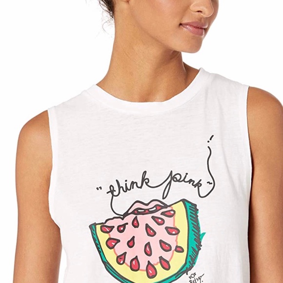 NWT BETSEY JOHNSON Think Pink WHITE WORKOUT TANK TOP XS - Picture 4 of 5